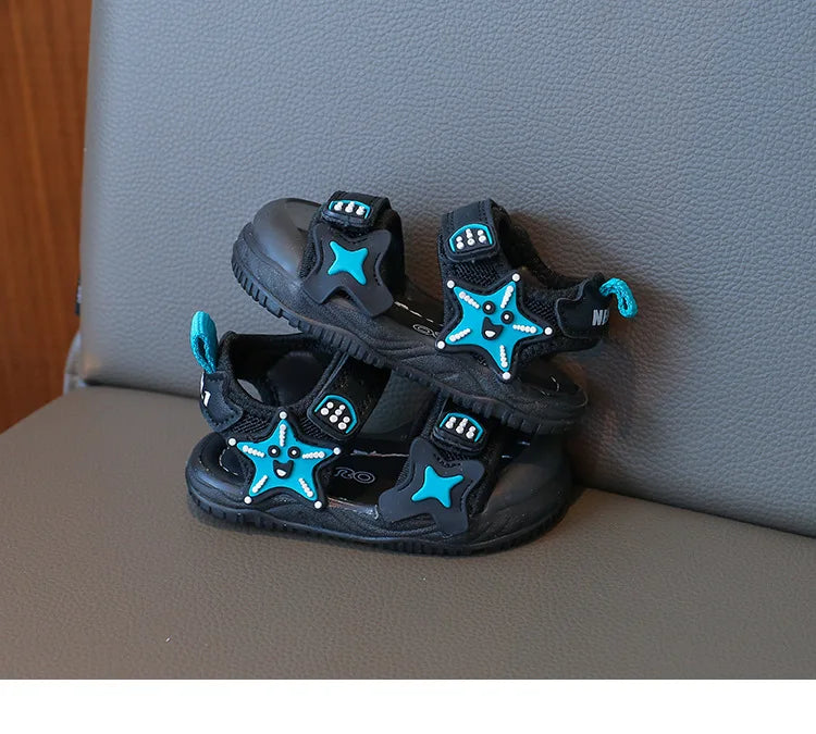 Children Summer Beach Sandals 2026 Super Cool Boys Artifical Leather Breathable Comfortable Flat Sandals Baby Soft Shoes H03272