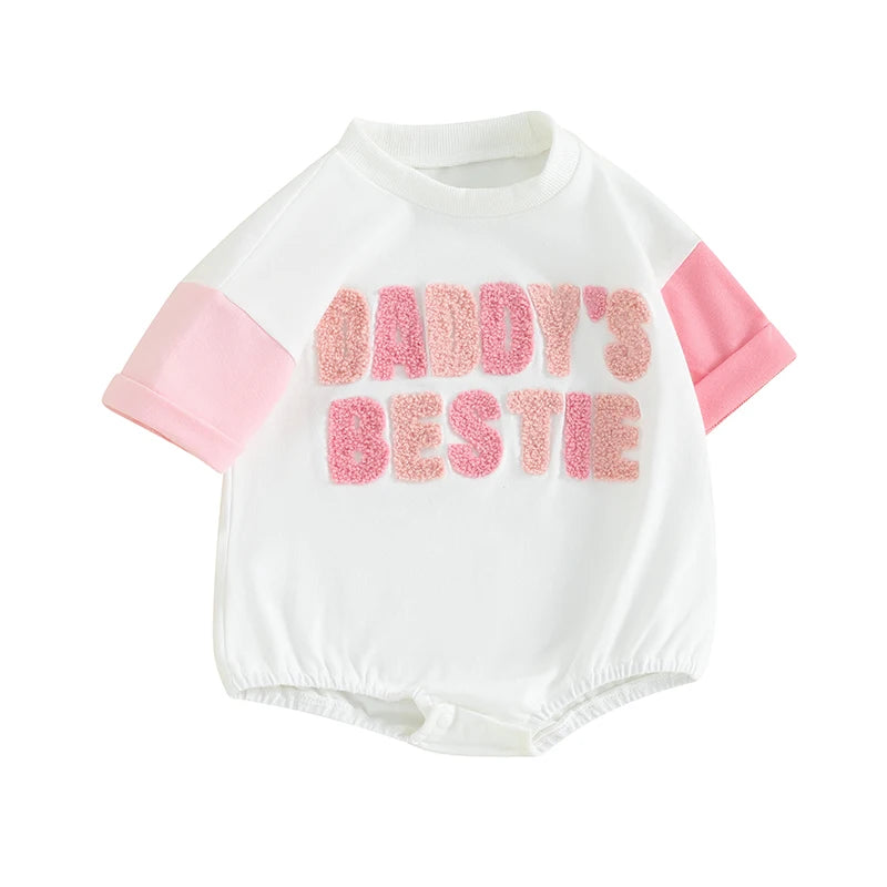 2024-01-17 Lioraitiin Newborn Baby Girl Summer Romper Daddy s Girl Embroidery Romper Short Sleeve Bodysuit Father Gift Clothes