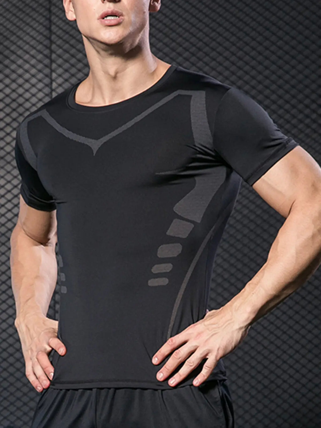 Men's Running Compression Shirts Short Sleeve Sport Gym Tees Fitness Quick Dry Sweatshirt Jogging Tracksuit Athletic Shirt Tops