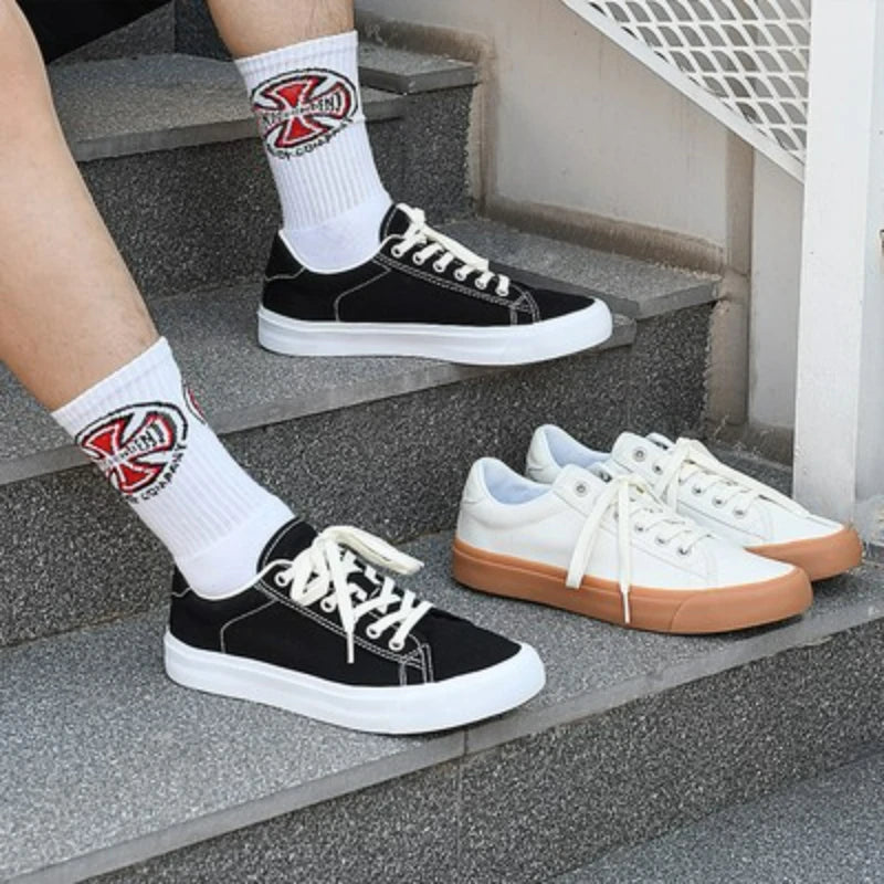 Goluck Designer Luxury Black White Canvas Sneaker Men's Women's Skateboar Shoes Steetwear Vulc Breathable Durable soft Footwear