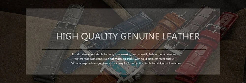 Premium Genuine Leather Watch Band – Multi-Size Wrist Strap