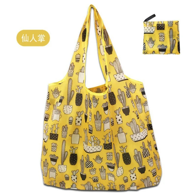 Large Reusable Shopping Bag for Women Shopper Tote Folding Bag Eco-Friendly Reusable Foldable Grocery Case Handbags Storage Bags