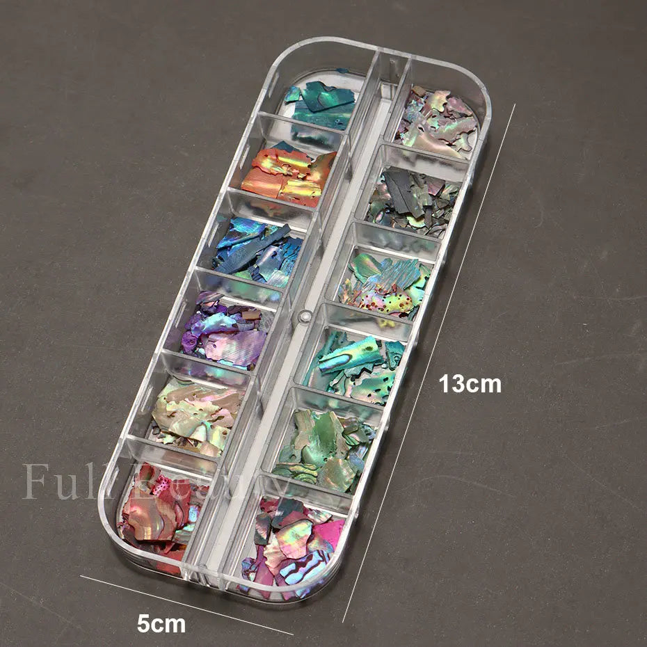 6/12Grid Abalone Sea Shell for Nails Holographic Mirror Nail Art Glitter Flakes Rainbow Mermaid Irregular Sequins Manicure Decor