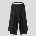 INCERUN Men Irregular Pants Solid Color Joggers Loose Button Pleated Casual Wide Leg Trousers Men Streetwear 2024 Fashion Pants