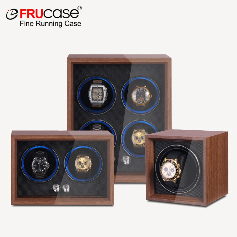 FRUCASE WOODEN Watch Winder for Automatic Watches Watches Box Jewelry Watch Display Collector Storage With LED