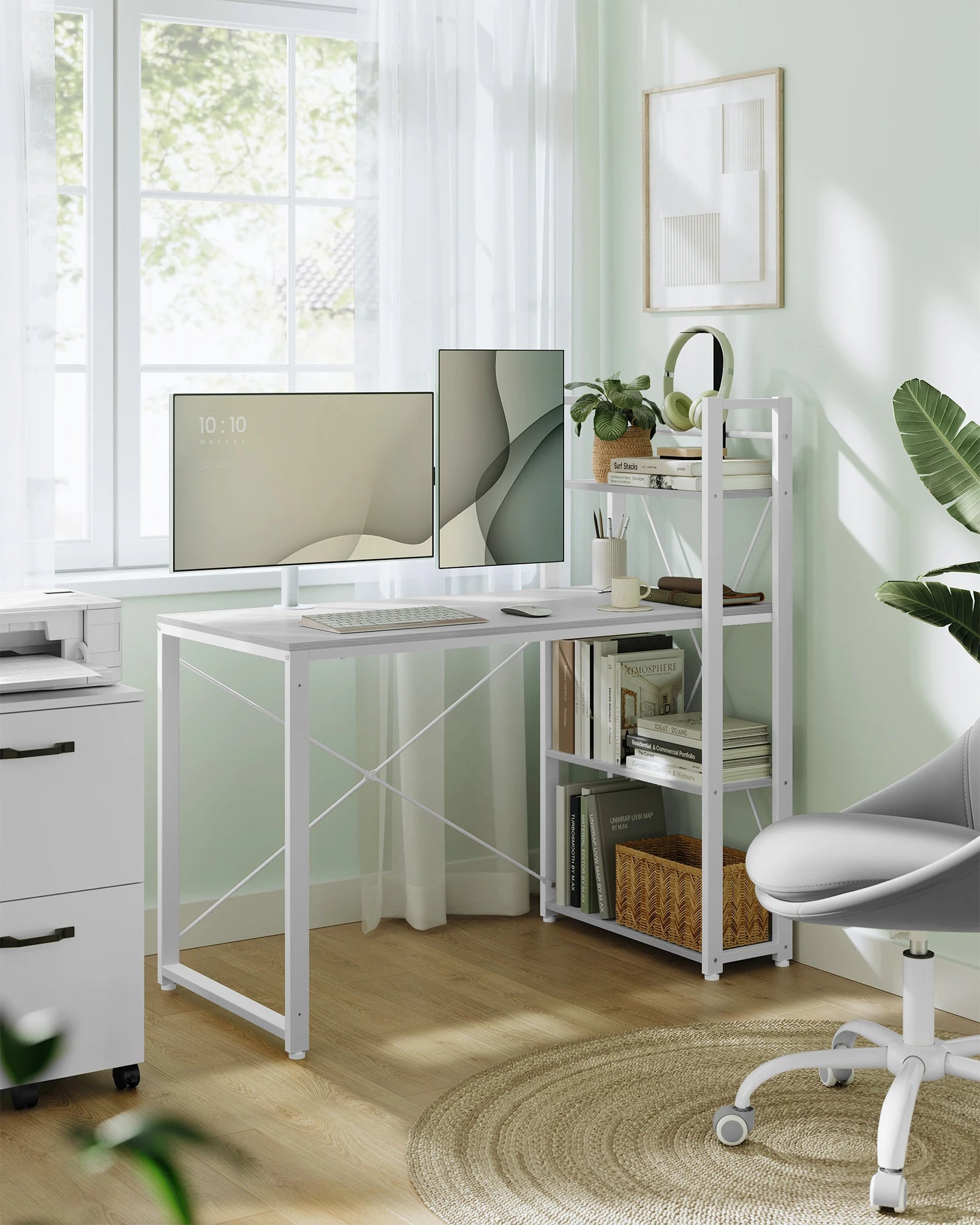VASAGLE Computer table Desk, 120/137.2 cm, with shelves on the right or left