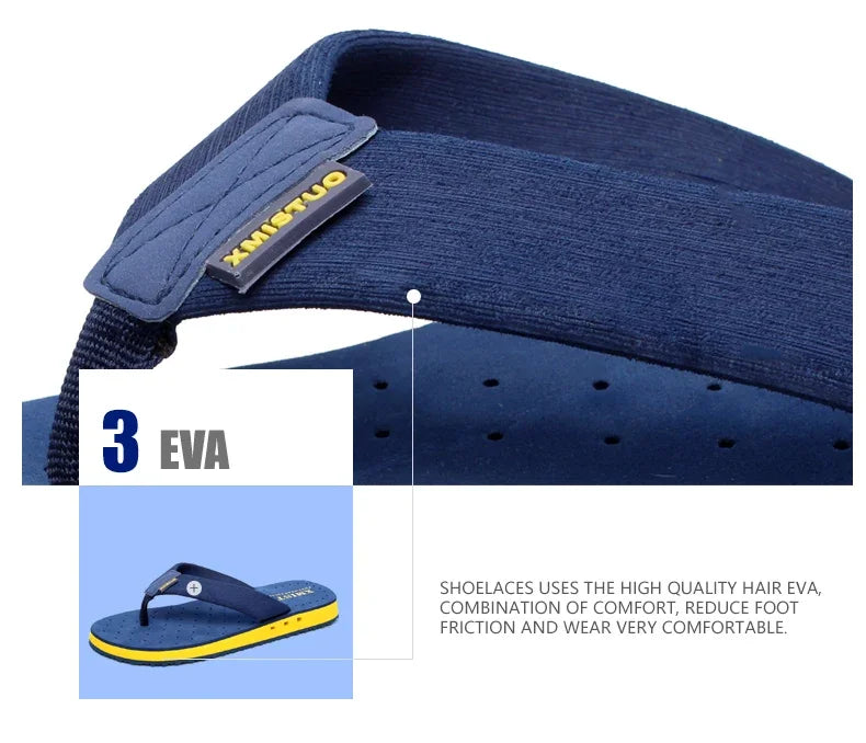High quality Big Size Hot Sale Flip Flops Men Summer Beach Slippers Men Fashion Brand Breathable Casual Men Slippers Black Blue