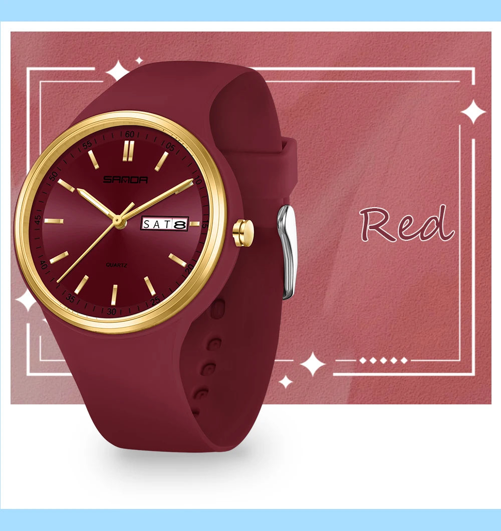 SANDA Top 6213 Male and Female Student Watches Casual Simple Dual Calendar Fashion Male and Female Student Quartz Watches 2025