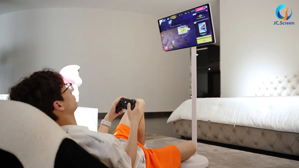 Interactive 21.5 Inch Mobile Tablet Smart Tv Monitor Lcd 1080p Portable Touch Screen Rotating Tv For Fitness Kitchens