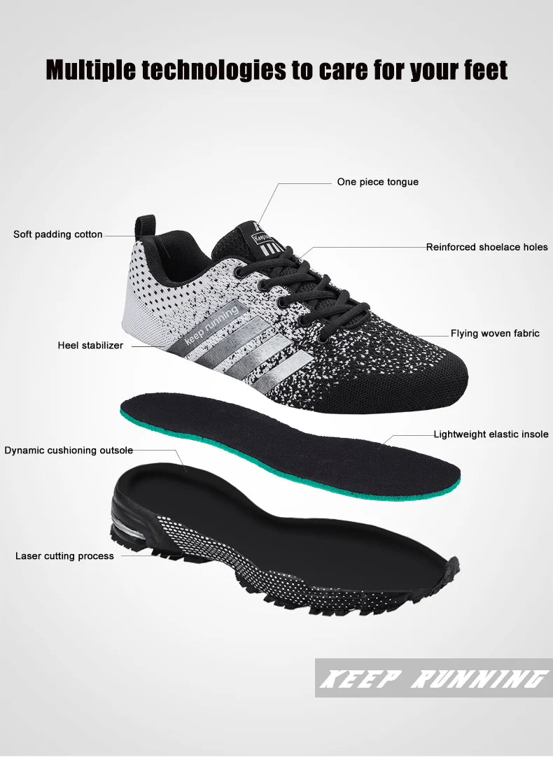 Men Shoes Comfortable Non-Slip Stable Shock Absorption Light Couple Shoes and Men's Sneakers Mesh Breathable Casual Basket Homme