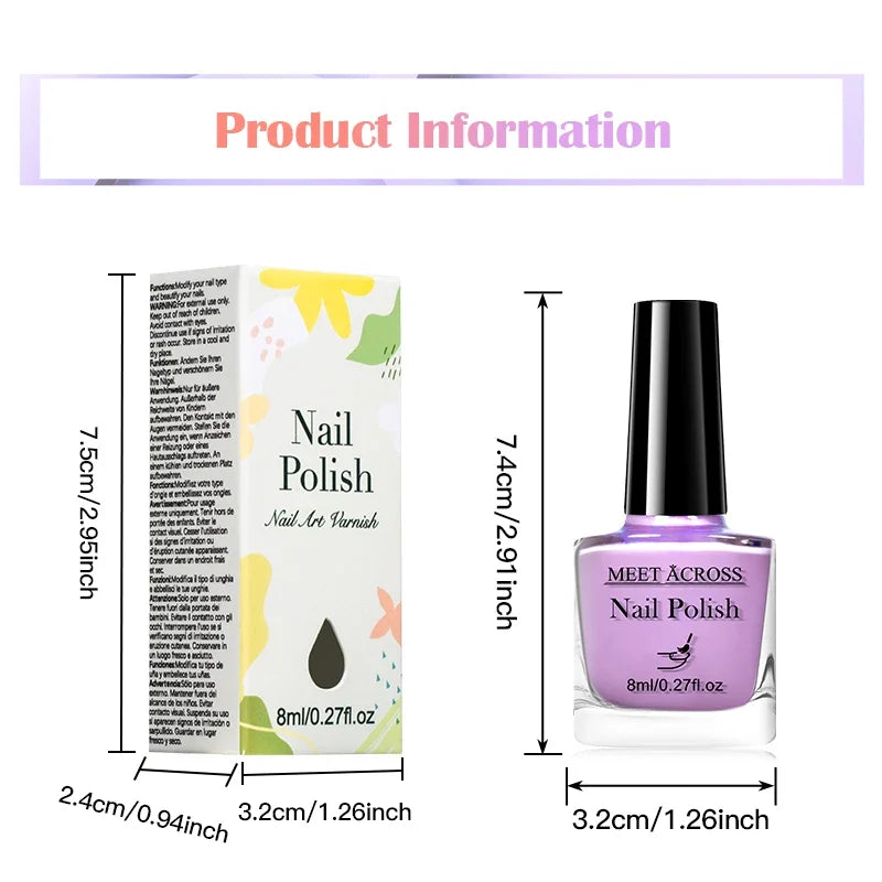 8ml Water-Based Nail Polish 48 Colors Long Lasting Quick Drying No Need of Lamp to Cure Nail Supplies Vernis for Nails Manicure