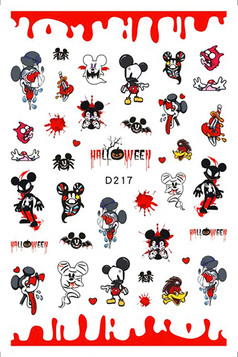 Disney Cartoon Adhesive Nail Stickers Nail Decorative Decals Nail Sliders Stitch Mickey 3D Stickers Press on Nails