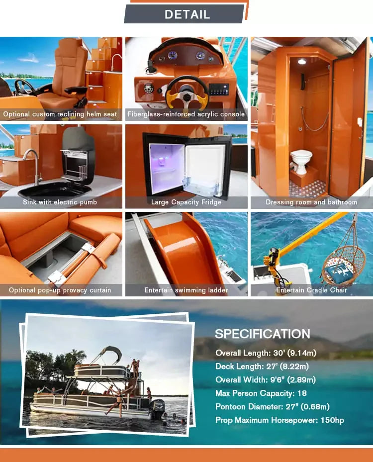 Inflatable Pontoon Yacht 16ft, High Quality Foldable Water Craft for Seaside Entertainment Fun