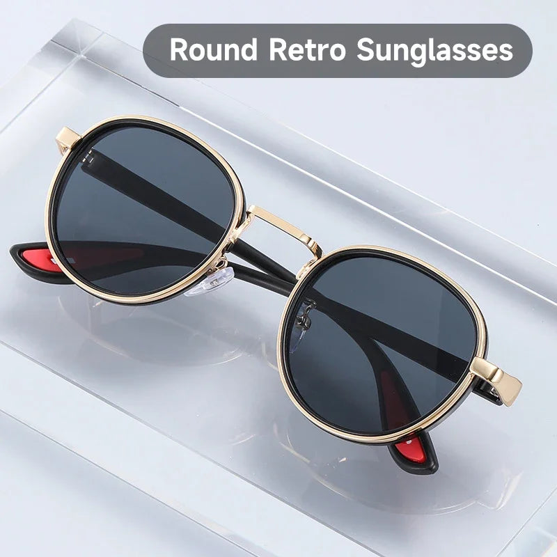 Round Retro Sunglasses Men UV400 Sunnies Women Brand Designer Sun Glasses Alloy Punk Outdoor Eyewear