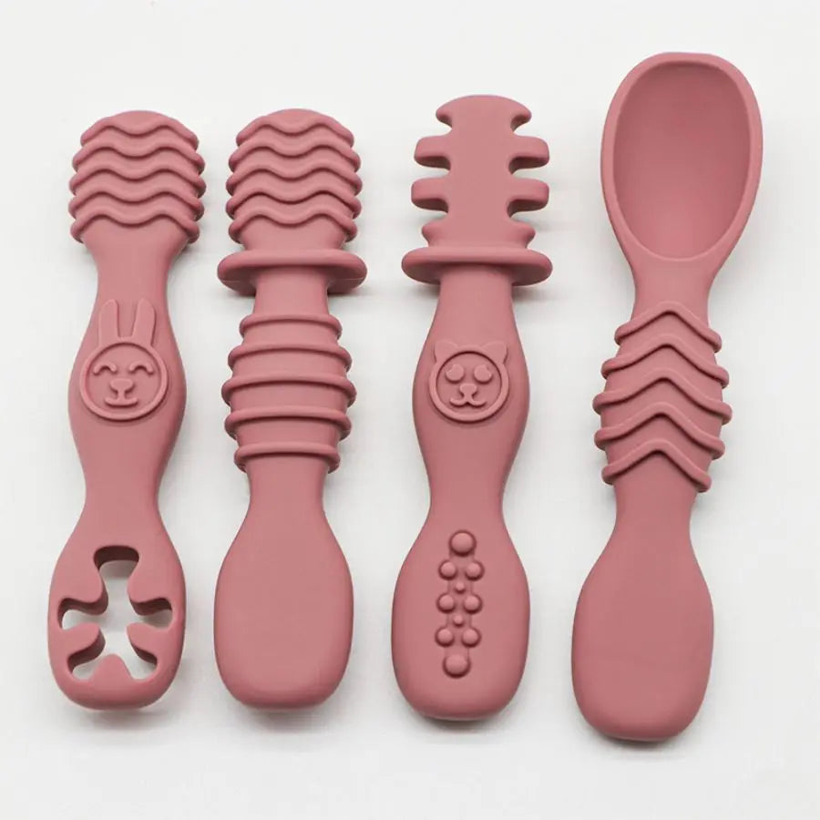 Baby Silicone Training Spoons Set of 4 – Easy-Grip Soft Feeding Spoons for 6+ Months