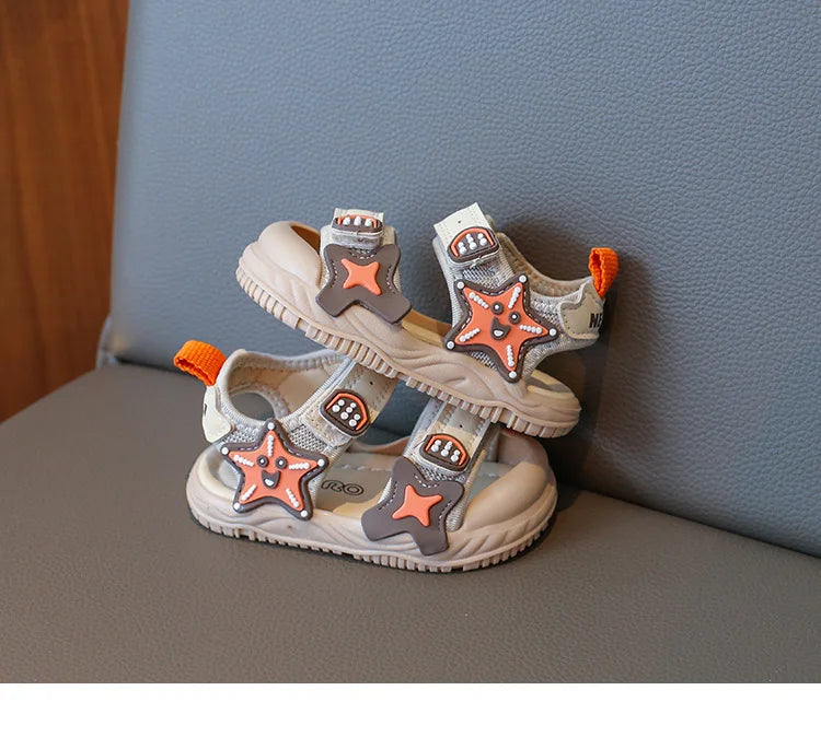 Children Summer Beach Sandals 2026 Super Cool Boys Artifical Leather Breathable Comfortable Flat Sandals Baby Soft Shoes H03272