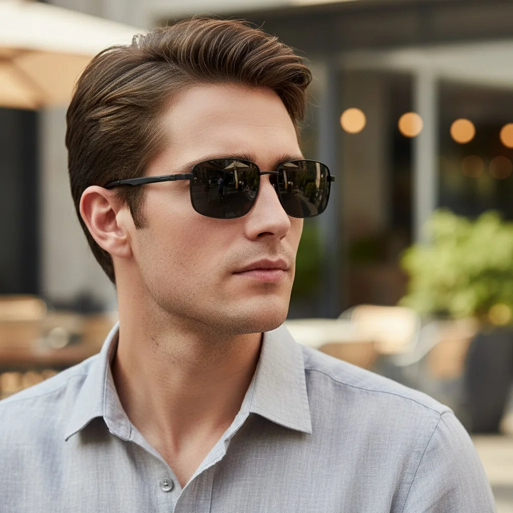Business Metal Square Frame Polarized Sunglasses Luxury Oversized UV Protection Sun Protection Sunglasses 5027