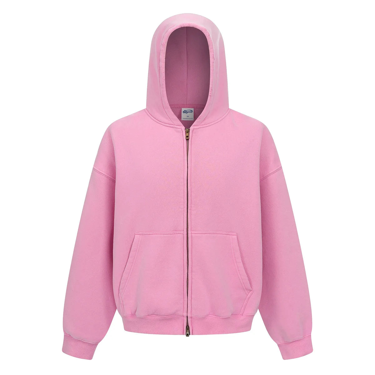 New Autumn and Winter Cashmere Zip Up Jacket Streetwear Casual Oversized Acid Washed Wax Printed Hooded Fleece Zipper Hoodie