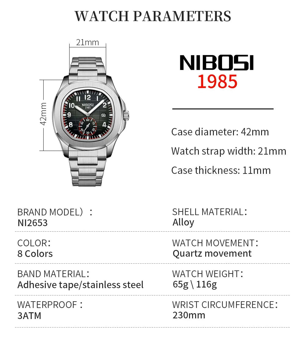 NIBOSI Mens Watches Analog Military Watch with Calendar Black Silicone Strap Waterproof Men’s Wrist Watches Minimalist Designer