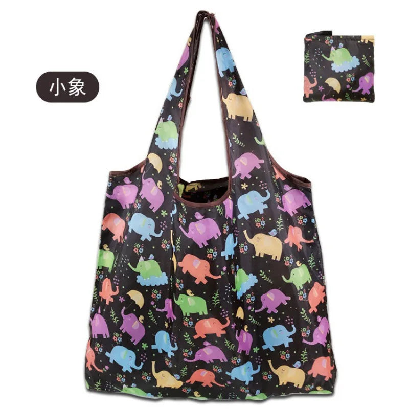 Large Reusable Shopping Bag for Women Shopper Tote Folding Bag Eco-Friendly Reusable Foldable Grocery Case Handbags Storage Bags