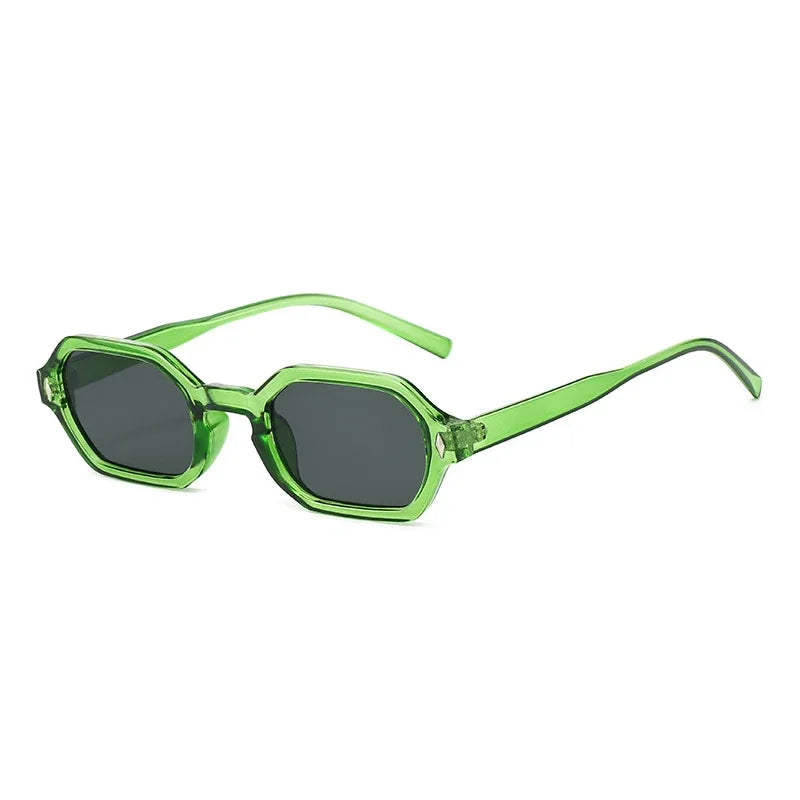 JNPCXI New Retro Small Polygon Rectangle Sunglasses Women Shades UV400 Fashion Blue Gradient Lens Men Retro Rivets Frame