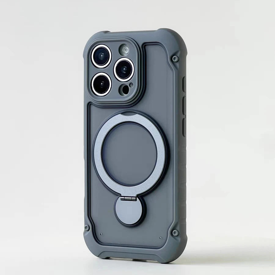 for Magsafe 360° Rotation Metal Stand Phone Case for iPhone 17 12 13 14 15 16 Pro Max 17Pro Airbag Shockproof Matte Pc Cover