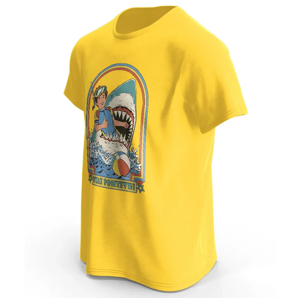 Stay Positive Printed 100% Cotton Classic Vintage Funny T-Shirt For Men Women Sportswear Tops Tees