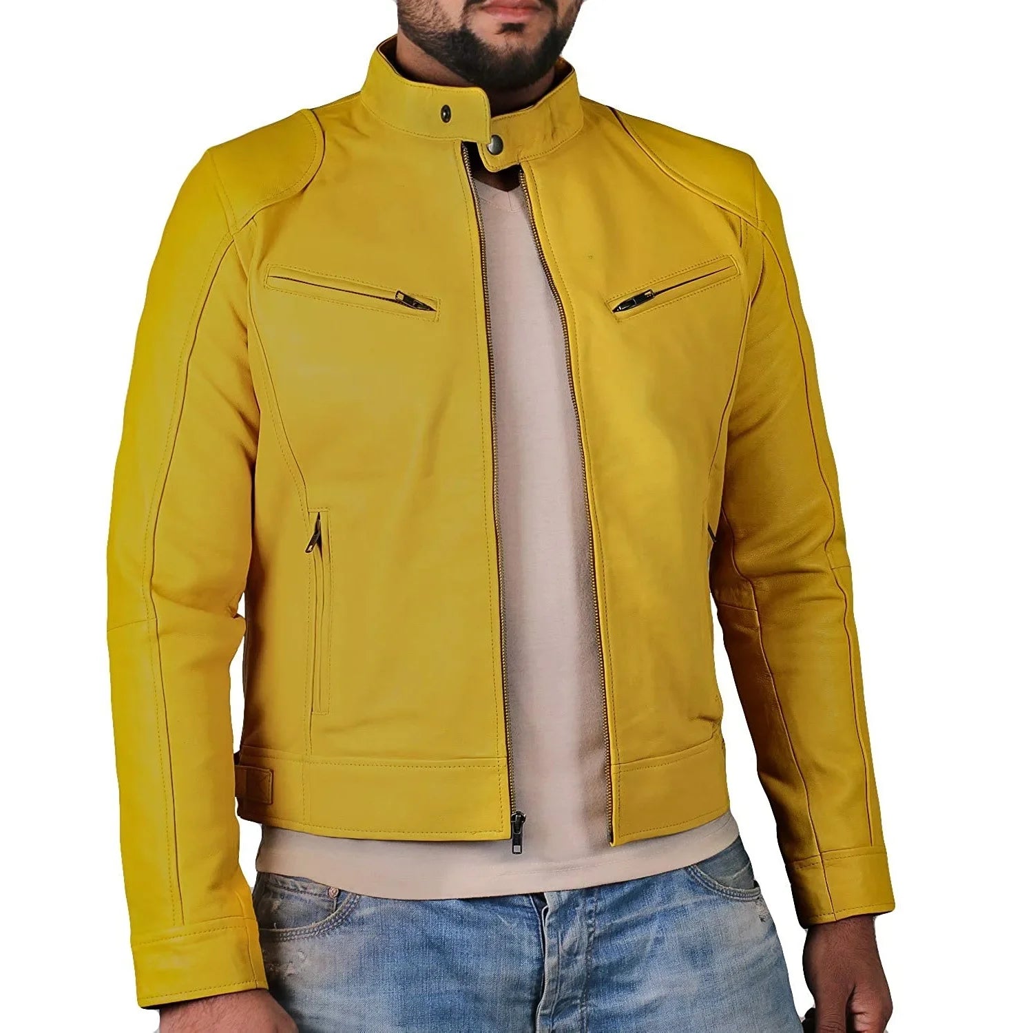 Men's Leather Jacket Bomber Motorcycle Biker Pu Leather Casual Loose Fit Faux Jacket for Men