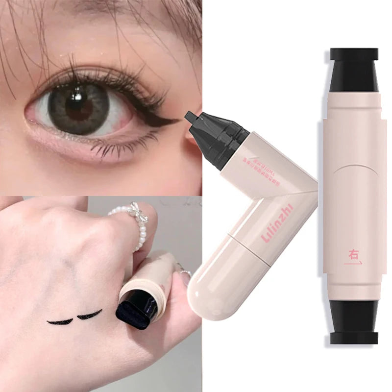 Dual-Head Rotatable Eyeliner Stamp Integrated Waterproof Long Wear Wing Stencil DIY Liquid Eye Liner Pen Fast Drying Makeup