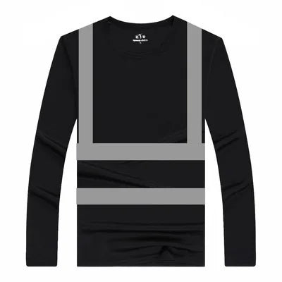 Fluorescent High Visibility T-Shirts Men Reflective Work Safety Shirts Quick Dry Long Sleeve Hi Vis Tops Construction Workwear
