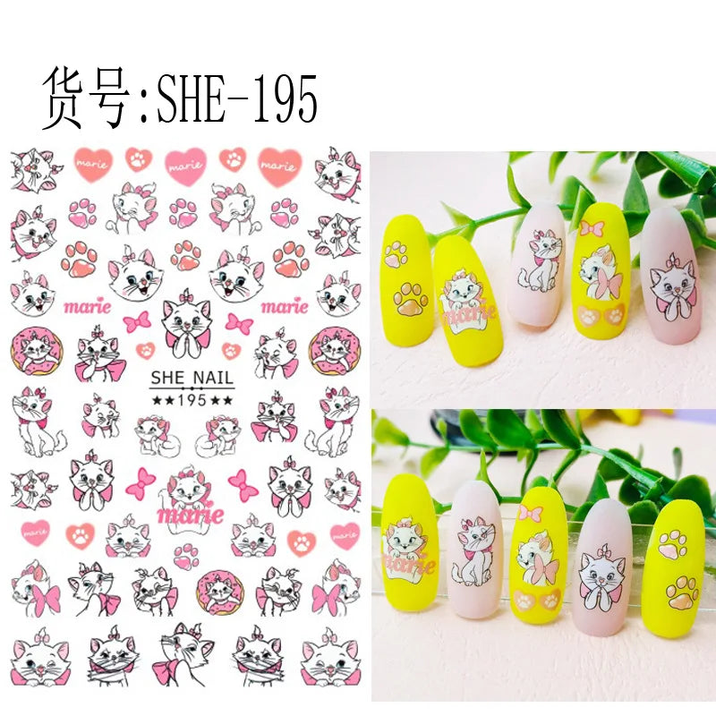 Disney Cartoon Adhesive Nail Stickers Nail Decorative Decals Nail Sliders Stitch Mickey 3D Stickers Press on Nails