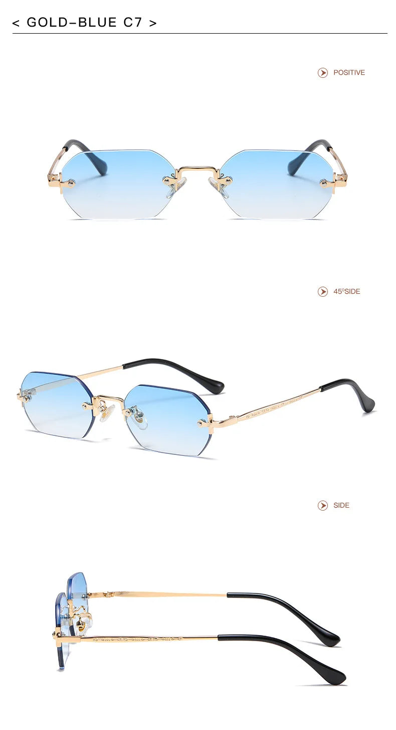SHAUNA Gothic Rimless Sunglasses Retro Punk Gradient Shades UV400