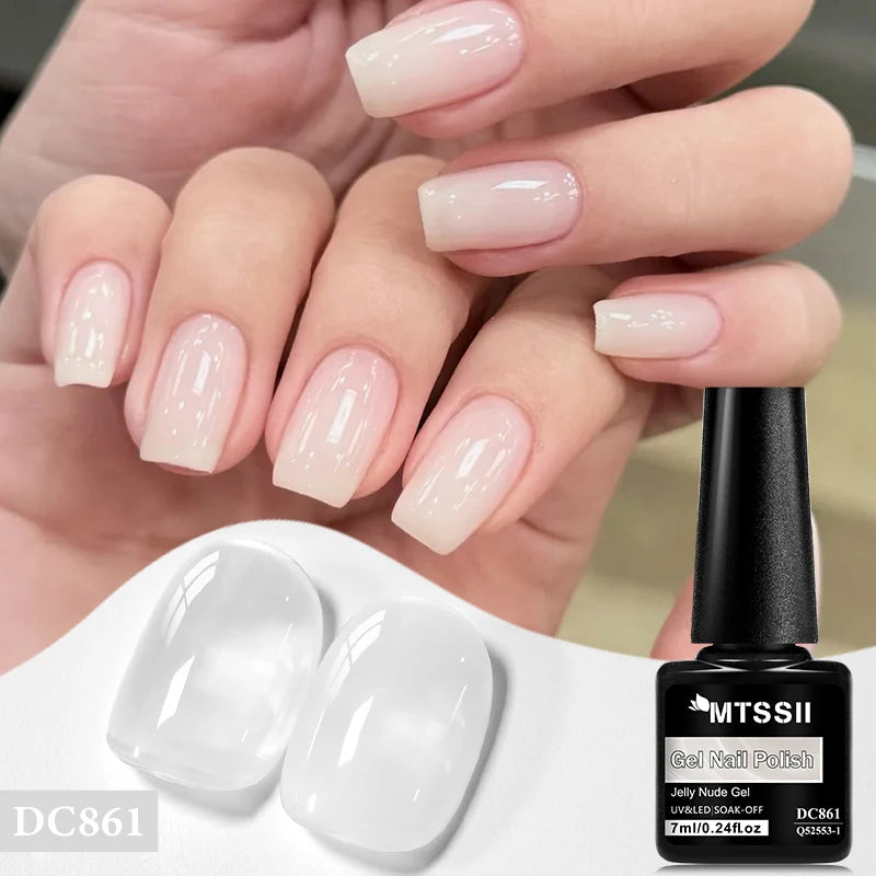6pcs Nude Jelly Gel Nail Polish Set Summer Nails Sheer Translucent Nail Gel for Manicure Nail Supplies Soak Off UV Led Varnish