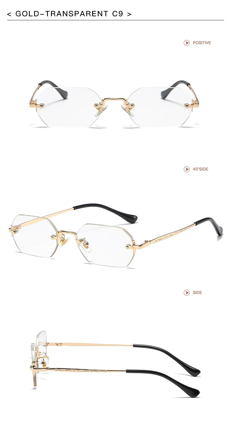 SHAUNA Gothic Rimless Sunglasses Retro Punk Gradient Shades UV400