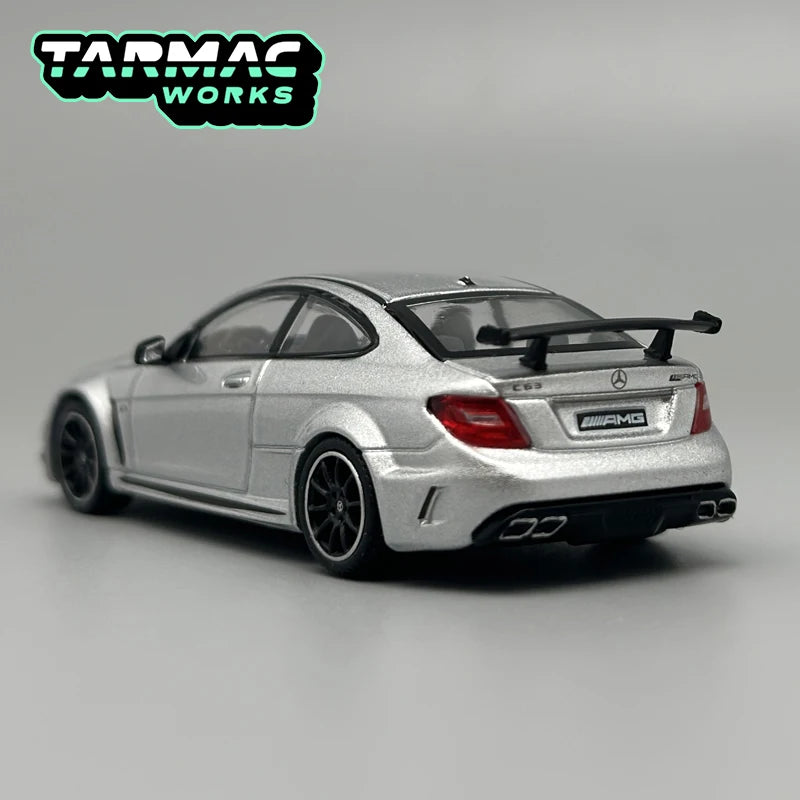 Tarmac Works 1:64 TW Mercedes-Benz C63 AMG Coupe Black Series Silver Metallic Chase alloy car model