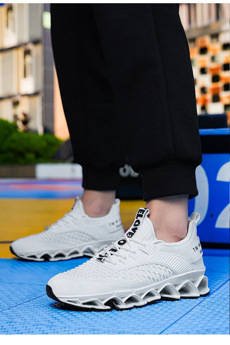 Men's Breathable Mesh Running Shoes Blade Sole Sneakers Lightweight Non-Slip Sports Shoes for Gym Walking Casual Wear