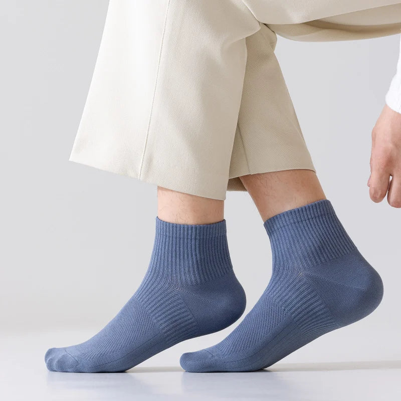 1/3 Pairs Men's Cotton Antibacterial No-Show Socks - Summer Thin Moisture-Wicking Breathable Sports Ankle Socks