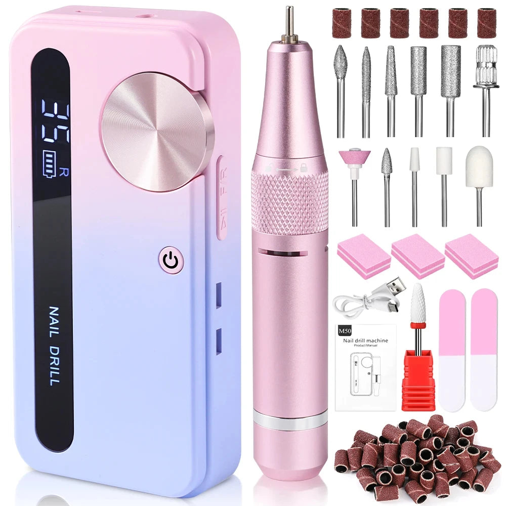 35000RPM Electric Nail Polisher - Professional Gel Nails Care, Rechargeable Portable Nail File Manicure Tool