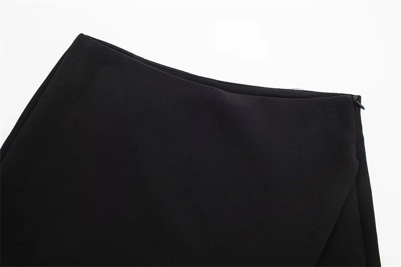 MUJER 2025 Black Mini Skirt Shorts Woman Fashion Asymmetric Skort For Women High Waist Short Skirts Woman Summer Casual Shorts