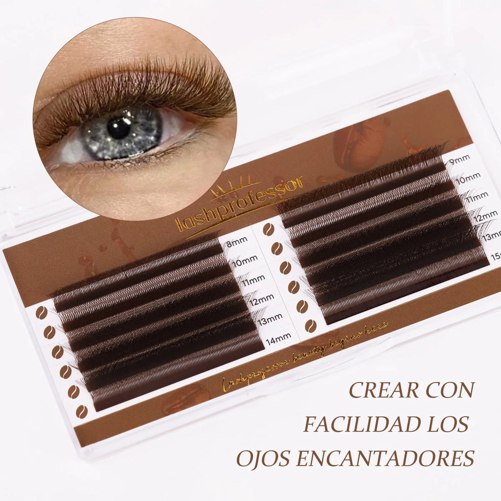 NEW Brown 4D W-Shaped Eyelashes Extension Premium Premade Volume Fan Eyelash Bloom Automatic Flowering Clover Makeup Fake Lashes