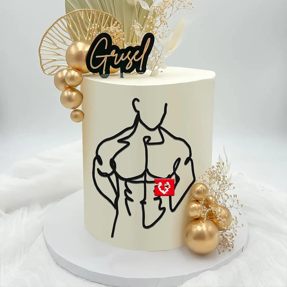 New Gold Portrait Happy Birthday Cake Topper Black Acrylic Abstract Art Boys Girls Party Cake Topper Baby Shower Girl Decoration