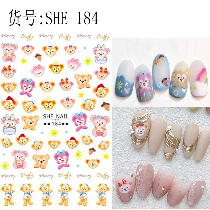 Disney Cartoon Adhesive Nail Stickers Nail Decorative Decals Nail Sliders Stitch Mickey 3D Stickers Press on Nails