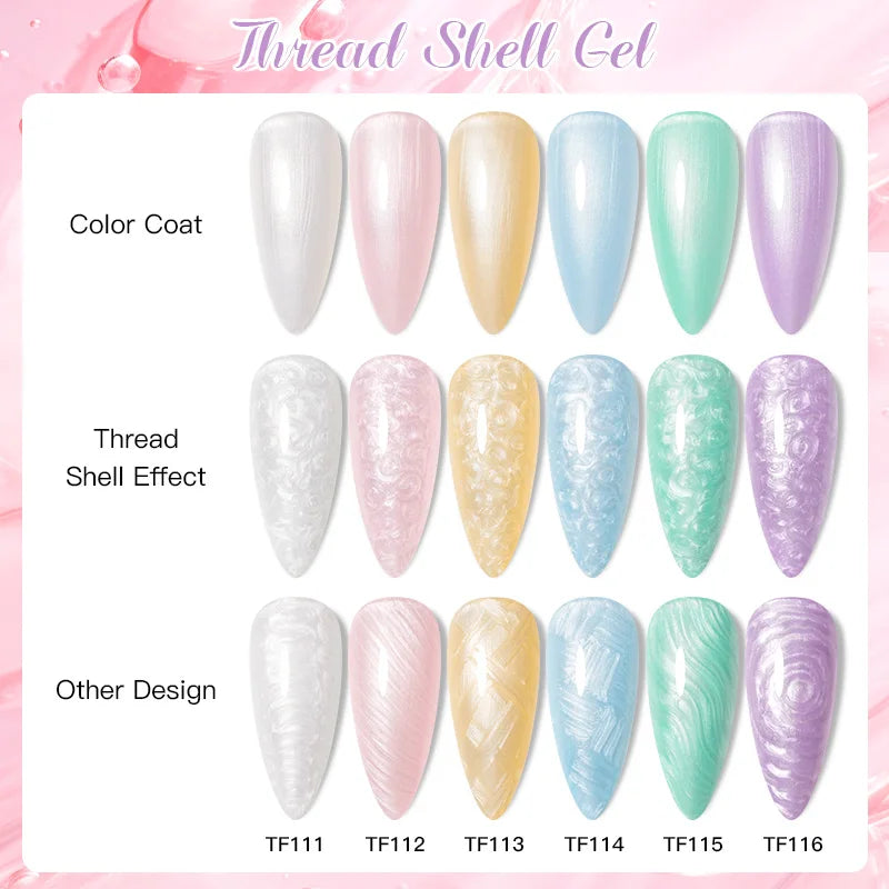 MEET ACROSS 8ml Pearl Shell Thread Gel Nail Polish 3D Semi Permanent Soak Off UV Gel Nail Art Varnish For Nails Manicure DIY
