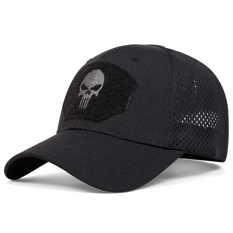 Skull Tactical Airsoft Cap Adjustable Breathable Sun Visor Trucker Hat Mesh Hunting Hiking Snapback Baseball hats gorra