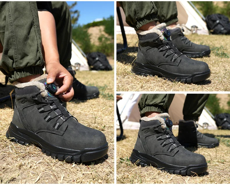 comfortable safety shoes for men high waterproof work shoes non-slip safety boots rubber outsole working sneakers with metal toe