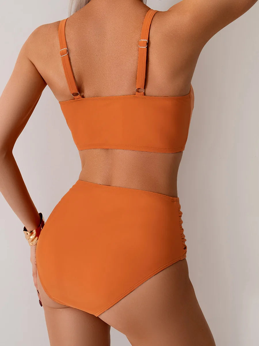Sexy Black Two Piece Swimsuit Women Solid Push Up Padded Bikini Set Beachwear Summer Swimwear High Cut Bathing Suit Biquinis