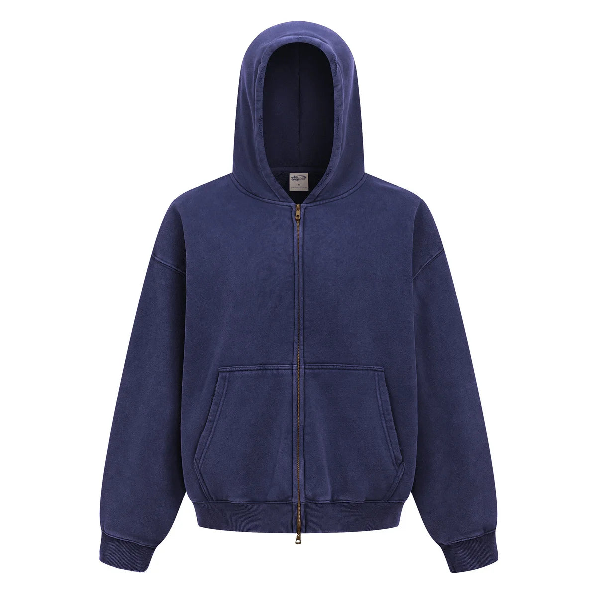 New Autumn and Winter Cashmere Zip Up Jacket Streetwear Casual Oversized Acid Washed Wax Printed Hooded Fleece Zipper Hoodie
