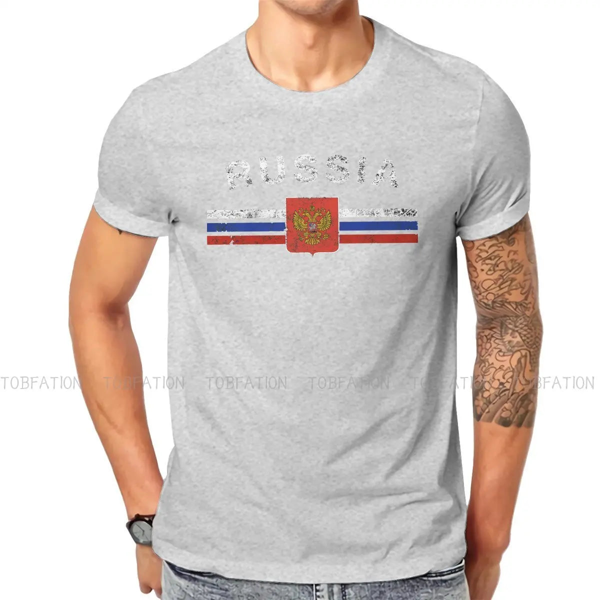 Russian Emblem Russia Flag T Shirt Classic Graphic High Quality Tshirt Loose Crewneck Short Sleeve