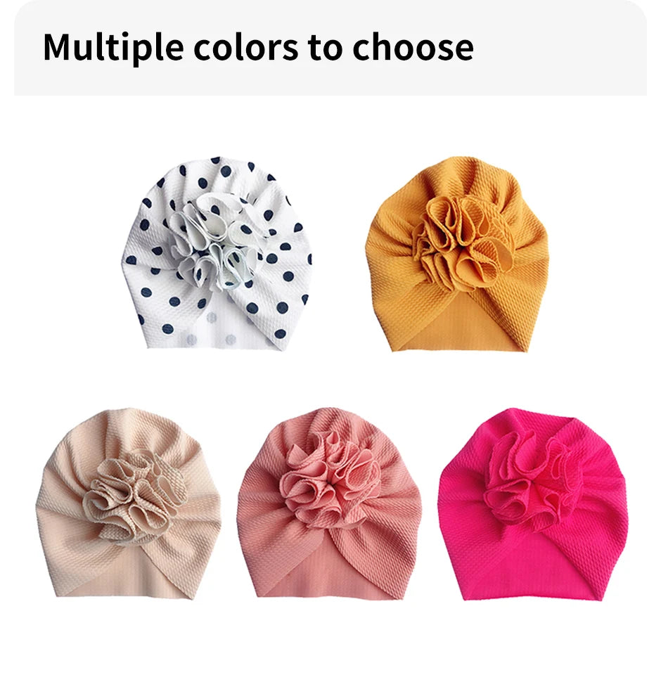 Cute Flower Baby Turban Hat Soft Baby Girl Headwrap Beanie Hat For Newborn Infant Toddler Headwear Headband