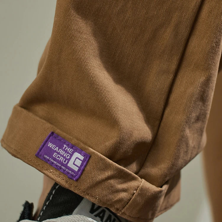 Baggy tapered casual pants cotton autumn and winter weight trousers men's overalls